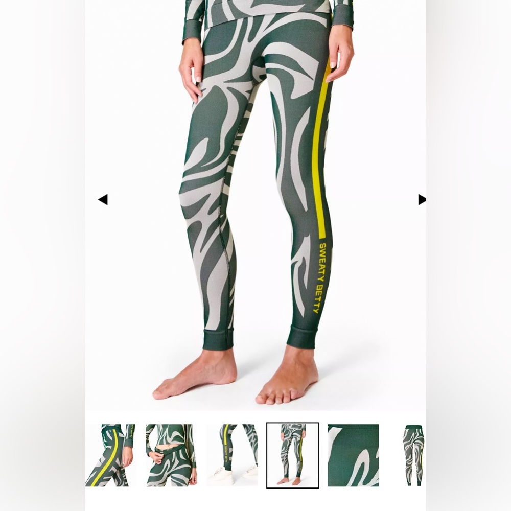 New Sweaty Betty Animal Base Layer Legging. Fun green and white pattern.